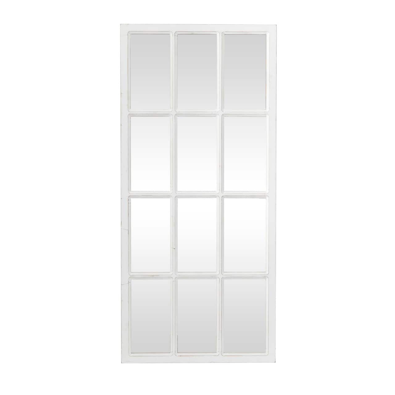 White Wood Farmhouse Rectangular Wall Mirror 48" x 22"